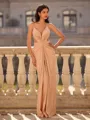 Hot Sheath V-Neck Pleated Floor-Length Prom Dress