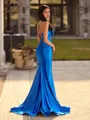Splendid Sheath Spaghetti Straps Bow Sweep Train Corset Prom Dress