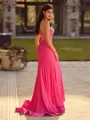 Graceful Sheath Straight Bow Sweep Train Jersey Corset Prom Dress