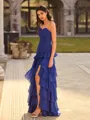 Grand Sheath Sweetheart Cascading Ruffles Floor-Length Chiffon Prom Dress