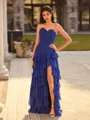 Grand Sheath Sweetheart Cascading Ruffles Floor-Length Chiffon Prom Dress