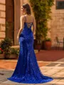 Trendy Sheath Spaghetti Straps Sequin Sweep Train Prom Dress