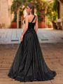 Opulent A-line One-Shoulder Appliques Lace Sweep Train Tulle Corset Prom Dress