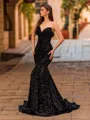 Stunning Mermaid Sweetheart Sweep Train Velvet Sequins Prom Dress