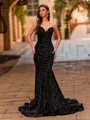 Stunning Mermaid Sweetheart Sweep Train Velvet Sequins Prom Dress