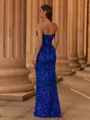 Fashion-forward Sheath Sweetheart Sweep Train Velvet Sequins Corset Prom Dress