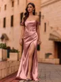 Mesmerizing Sheath Off-the-Shoulder Pleated Floor-Length Silk like Satin Corset Prom Dress