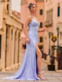 Charming Sheath Jersey V-Neck Sleeveless Sweep Train Prom Dress