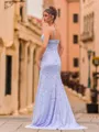 Charming Sheath Jersey V-Neck Sleeveless Sweep Train Prom Dress