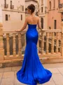 Enchanting Mermaid Silk Like Satin Pleated Sweetheart Sleeveless Sweep Train Prom Dress