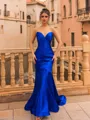Enchanting Mermaid Silk Like Satin Pleated Sweetheart Sleeveless Sweep Train Prom Dress