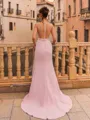 Breathtaking Sheath Stretch Crepe Beading Scoop Sleeveless Sweep Train Prom Dress