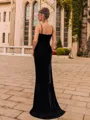 Delicate Sheath Velvet V-Neck Sleeveless Sweep Train Prom Dress
