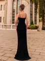 Delicate Sheath Velvet V-Neck Sleeveless Sweep Train Prom Dress