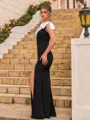 Breathtaking Sheath Stretch Crepe Bowknot One-Shoulder Sleeveless Floor-Length Prom Dress