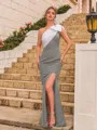 Breathtaking Sheath Stretch Crepe Bowknot One-Shoulder Sleeveless Floor-Length Prom Dress
