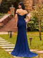 Body-Contouring Sheath Off-the-Shoulder Appliques Lace Sweep Train Lace Corset Prom Dress