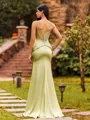 Minimalist Sheath Straps Rhinestone Sweep Train Corset Prom Dress