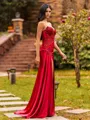 Flattering Sheath Sweetheart Appliques Lace Sweep Train Corset Prom Dress