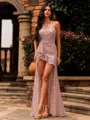 Glam Sheath Halter Ruffles Asymmetrical Prom Dress