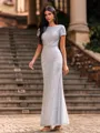 Trendy Sheath Scoop Short Sleeves Floor-Length Prom Dress