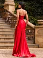 Alluring Sheath Sweetheart Pleated Sweep Train Corset Prom Dress