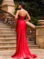 Alluring Sheath Sweetheart Pleated Sweep Train Corset Prom Dress