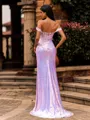 Snug Sheath Off-the-Shoulder Appliques Lace Sweep Train Sequins Corset Prom Dress