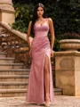 Crisp Sheath Spaghetti Straps Pleated Floor-Length Corset Prom Dress