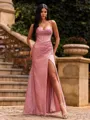 Crisp Sheath Spaghetti Straps Pleated Floor-Length Corset Prom Dress