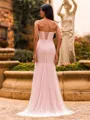 Glamourous Sheath Sweetheart Pleated Sweep Train Tulle Corset Prom Dress