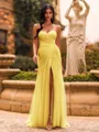 Glamourous Sheath Sweetheart Pleated Sweep Train Tulle Corset Prom Dress