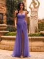 Glamourous Sheath Sweetheart Pleated Sweep Train Tulle Corset Prom Dress