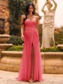 Glamourous Sheath Sweetheart Pleated Sweep Train Tulle Corset Prom Dress