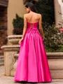 Show-Stopping Ball-Gown Straight Ruffles Floor-Length Satin Corset Prom Dress