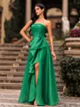 Classy A-line Straight Ruffles Floor-Length Organza Corset Prom Dress