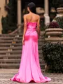 Empowering Sheath Off-the-Shoulder Rhinestone Sweep Train Corset Prom Dress