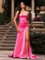 Empowering Sheath Off-the-Shoulder Rhinestone Sweep Train Corset Prom Dress