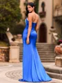 Chic Sheath Straight Rhinestone Sweep Train Corset Prom Dress