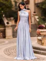 Perfect A-line One-Shoulder Rhinestone Sweep Train Prom Dress