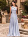Perfect A-line One-Shoulder Rhinestone Sweep Train Prom Dress