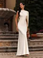 Fitted Sheath Scoop Pleated Floor-Length Prom Dress