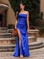 Flattering Sheath Straps Beading Sweep Train Silk Like Satin Corset Prom Dress
