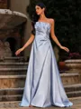 Effortless A-line Straight Pleated Sweep Train Corset Prom Dress