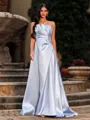 Effortless A-line Straight Pleated Sweep Train Corset Prom Dress