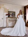 Perfect Ball-Gown Straight Cathedral Train Satin Corset Wedding Dress