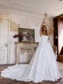 Perfect Ball-Gown Straight Cathedral Train Satin Corset Wedding Dress