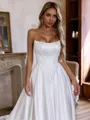 Enchanting Ball-Gown Straight Beading Cathedral Train Satin Corset Wedding Dress