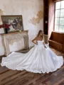 Enchanting Ball-Gown Straight Beading Cathedral Train Satin Corset Wedding Dress