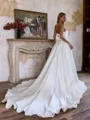 Opulent Ball-Gown Straight Appliques Lace Chapel Train Satin Corset Wedding Dress